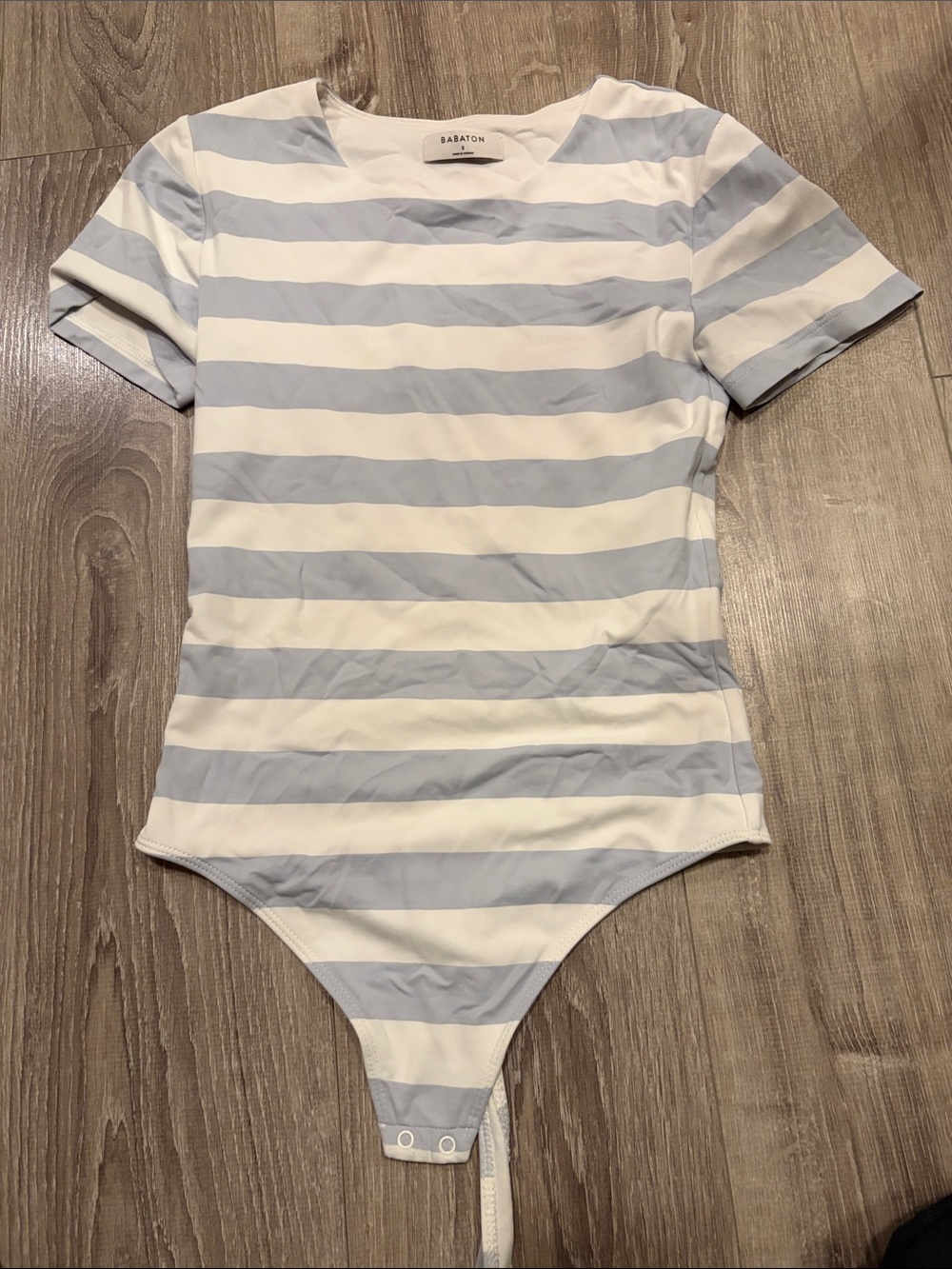 Babaton Blue & White Striped One-Piece Bodysuit